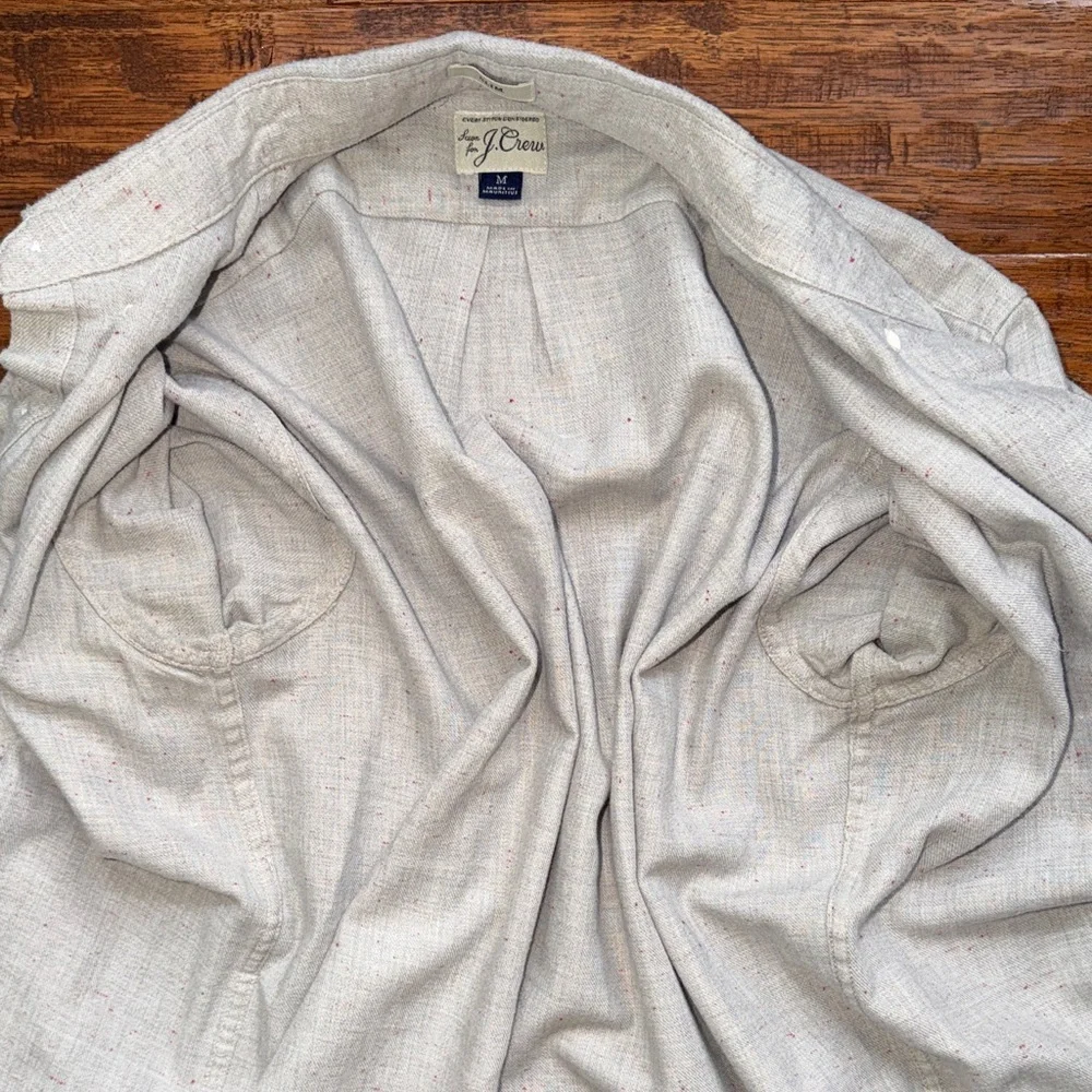 J. Crew Men's Light Gray Casual Button-Down Slim Shirt, Medium